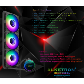 ALKETRON Ice-CRYSTAL 360mm AIO Liquid CPU Cooler