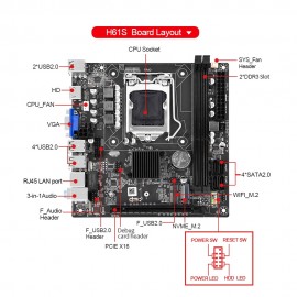 DDR3 Motherboard - Intel H61 Chipset 1155 Socket