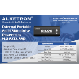 ALKETRON Silos - 1TB External SSD 600 MBPS Max speed  - NGFF type