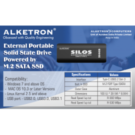 ALKETRON Silos - 256GB External SSD 600 MBPS Max speed  - NGFF type