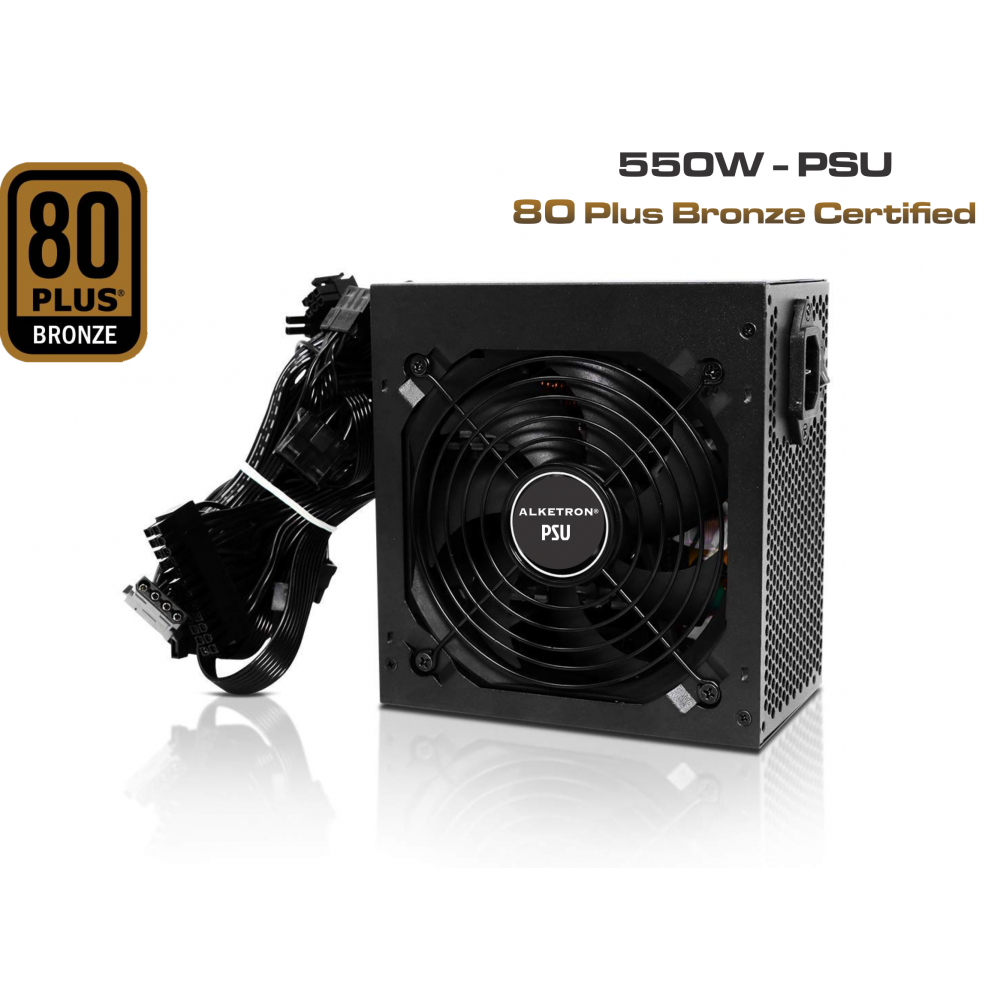 ALKETRON -  550w Power Supply (PSU) 80 Plus Bronze Certified for Gaming PC